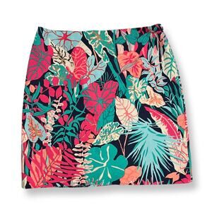 Talbots Multicolor botanical Tropical print, straight Mini, Side Zip, 6P